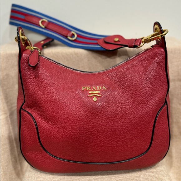 Prada Handbags - PRADA Vitello Phenix Red Shoulder Bag - Pre-loved